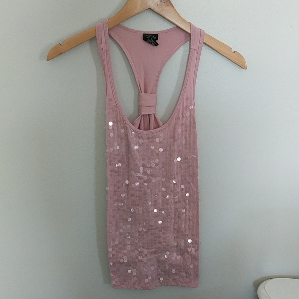 Sequined racerback tank top